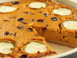 Quiche z tekvíc s kozím syrom a červeným hroznom